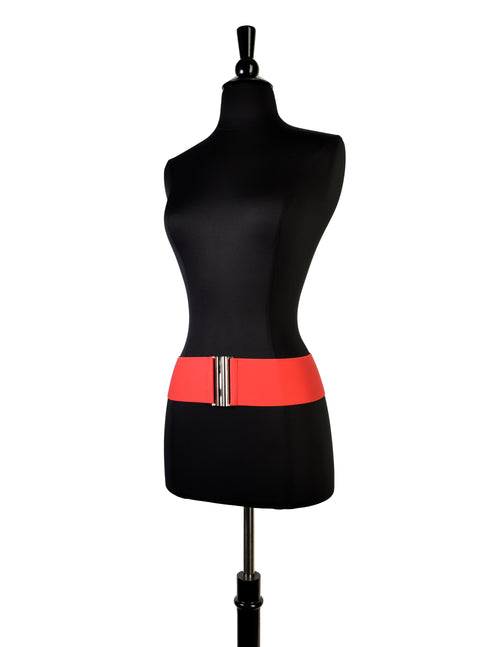 Norma Kamali Vintage 1980s Wide Red Stretchy Cinch Belt  display picture 3