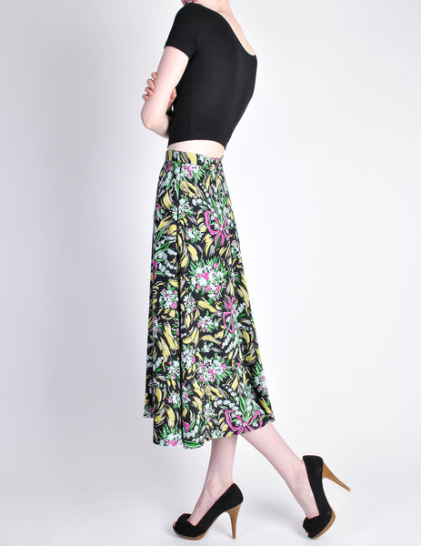 Norma Kamali Vintage Floral Bouquet Circle Skirt
