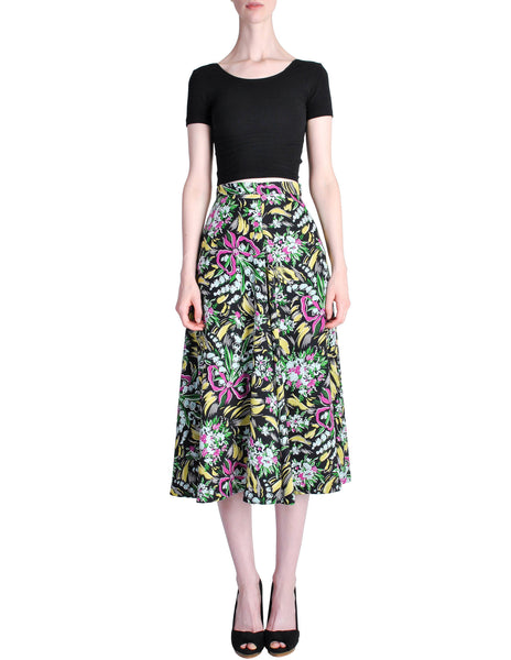 Norma Kamali Vintage Floral Bouquet Circle Skirt