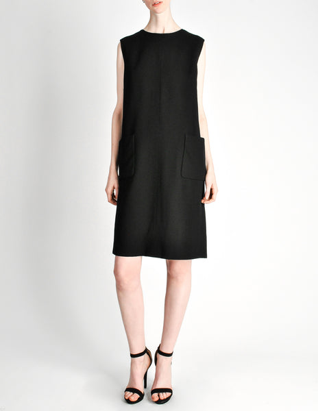 Norman Norell Vintage Black Wool Shift Dress