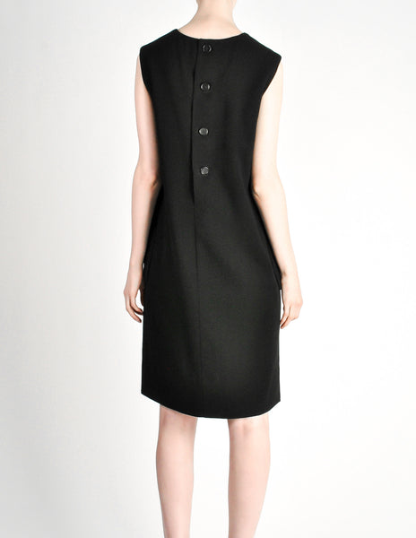 Norman Norell Vintage Black Wool Shift Dress