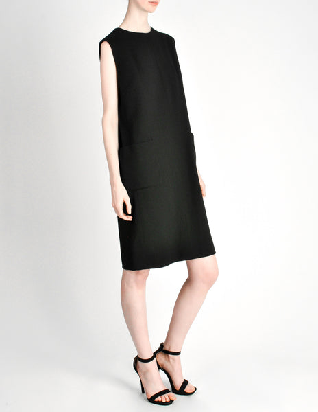 Norman Norell Vintage Black Wool Shift Dress