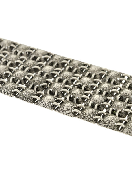 Orno Vintage Mid Century Sterling Silver Textured Pyramid Stud Link Bracelet