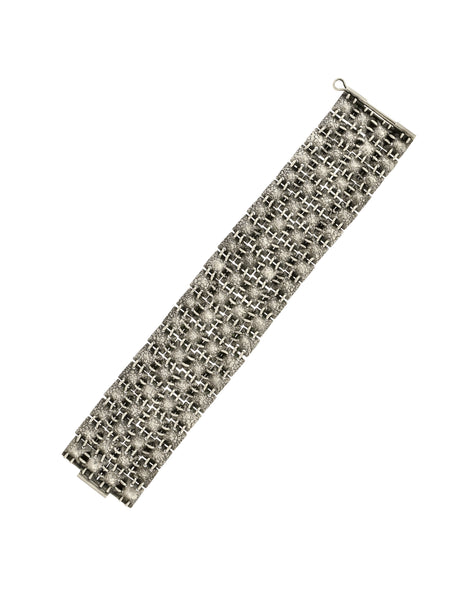 Orno Vintage Mid Century Sterling Silver Textured Pyramid Stud Link Bracelet