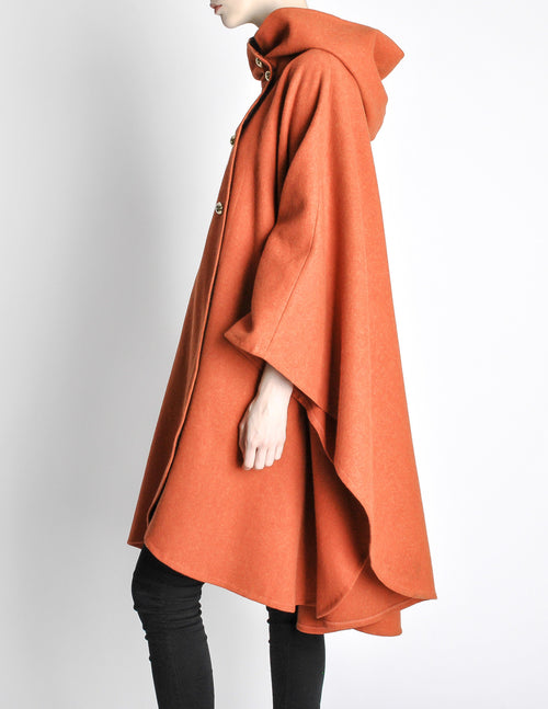Mariantonia Vintage 1960s Orange Wool Hooded Cape – Amarcord