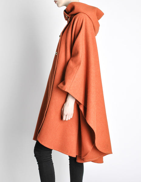 Mariantonia Vintage 1960s Orange Wool Hooded Cape
