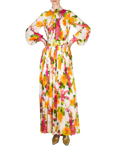 Oscar de la Renta Vintage Floral Chiffon Dress - Amarcord Vintage Fashion
 - 1
