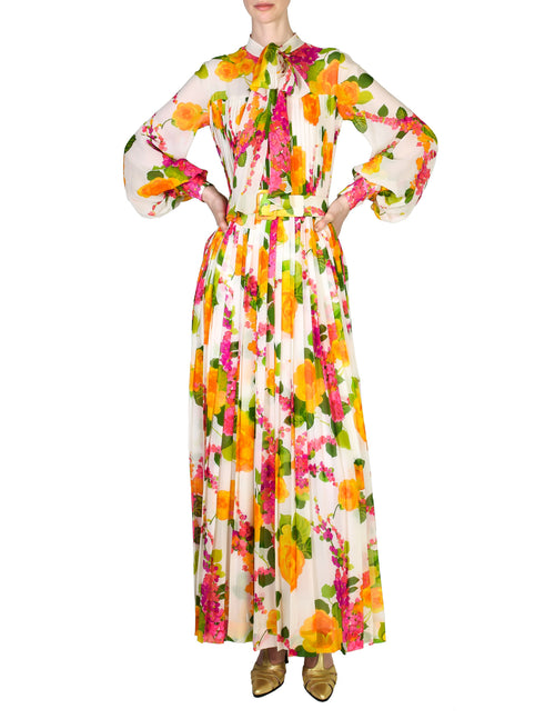 white christmas dresses Oscar de la Renta Vintage Floral Chiffon Dress – Amarcord Vintage Fashion