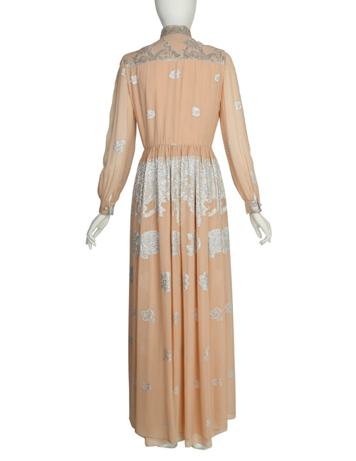 Oscar de la Renta Vintage 1960s Almond Silk Chiffon and