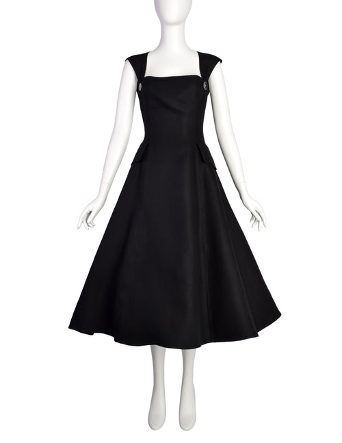 Oscar de la Renta Vintage SS 1993 Black Crisp Linen Full Flared Skirt –  Amarcord Vintage Fashion