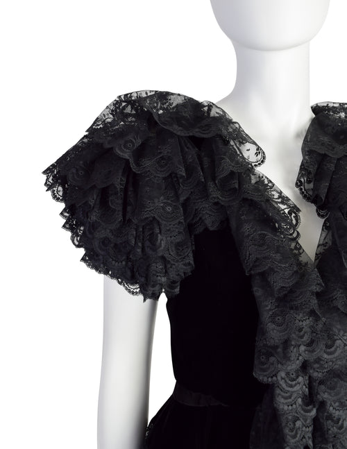 Haut Vintage Sans Manches Noir Oscar De La Renta - Taille 4 - Années 90