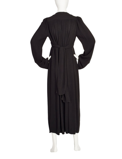ossie clark black dress Iconic 1972 Ossie Clark Couture Black Moss Crepe Wrapped Cuddly Dress –  Shrimpton Couture main image 0