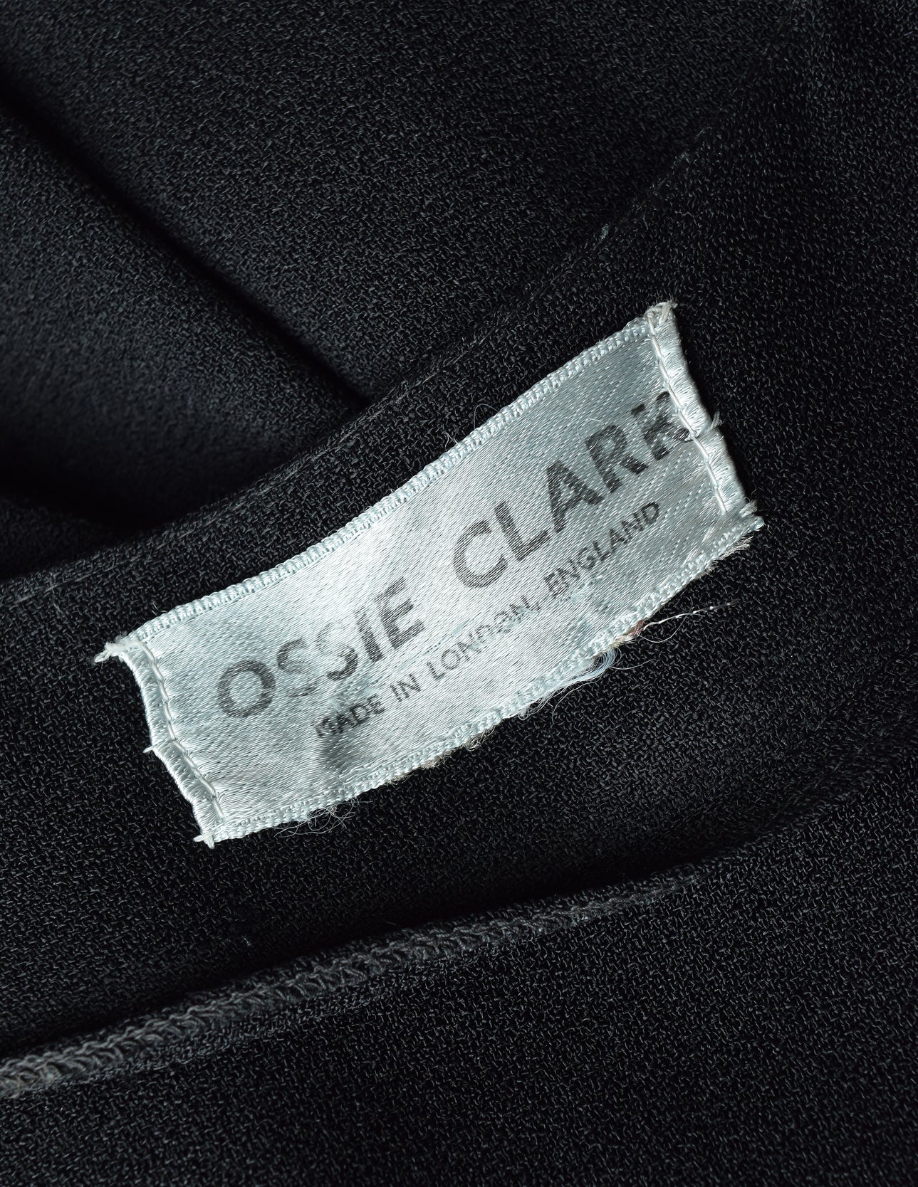 Ossie Clark Vintage Black Plunging Moss Crepe Empire Waist Dress