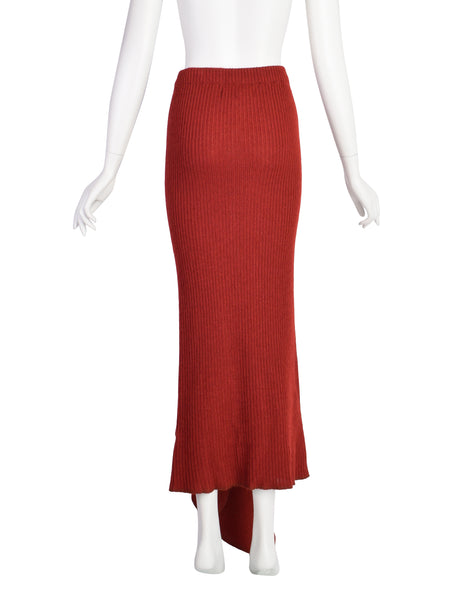PX Helen Robinson Vintage Burnt Sienna Draping Knit Maxi Skirt