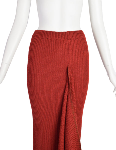 PX Helen Robinson Vintage Burnt Sienna Draping Knit Maxi Skirt