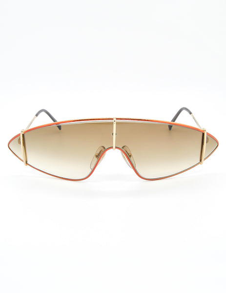 Paloma Picasso Vintage Orange and Gold Space Sunglasses 3728