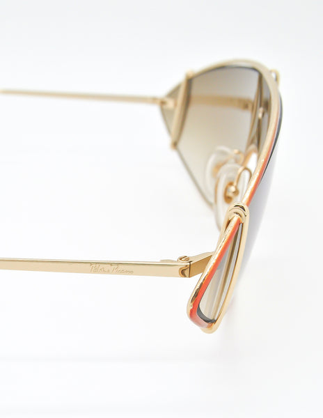 Paloma Picasso Vintage Orange and Gold Space Sunglasses 3728