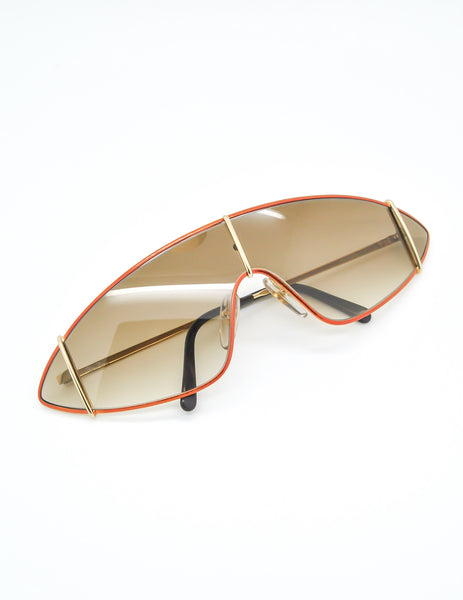 Paloma Picasso Vintage Orange and Gold Space Sunglasses 3728
