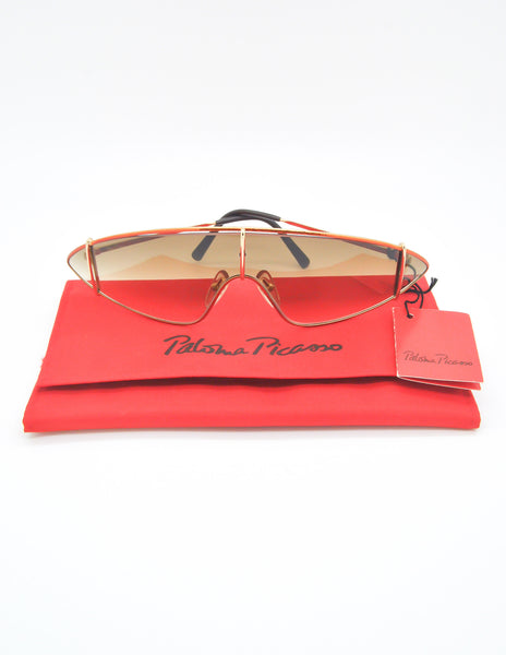 Paloma Picasso Vintage Orange and Gold Space Sunglasses 3728