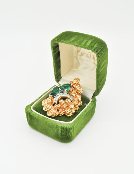 Panetta Vintage Huge Gold Rhinestone Modernist Cocktail Ring - Amarcord Vintage Fashion
 - 2