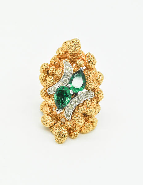 Panetta Vintage Huge Gold Rhinestone Modernist Cocktail Ring - Amarcord Vintage Fashion
 - 3