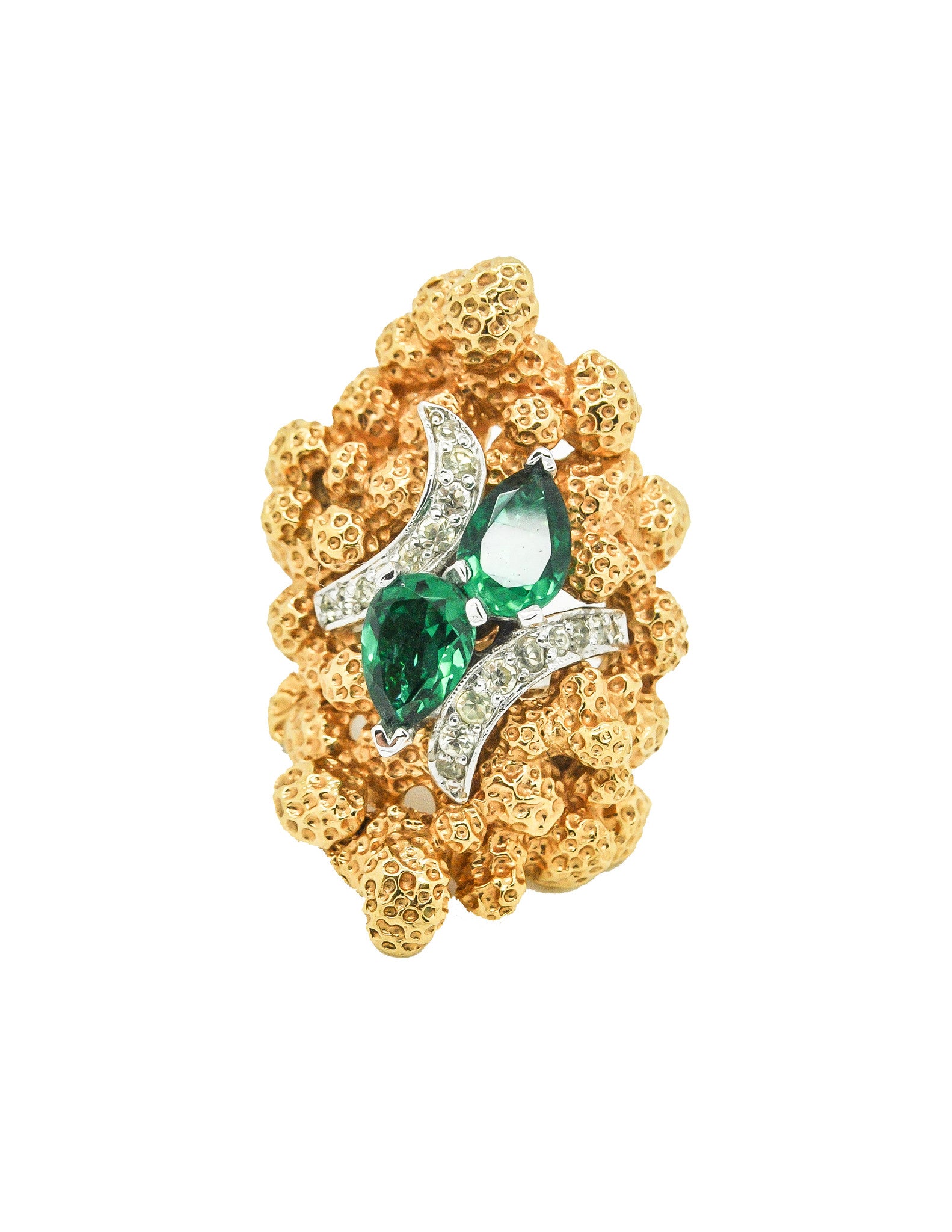 Panetta Vintage Huge Gold Rhinestone Modernist Cocktail Ring - Amarcord Vintage Fashion
 - 1