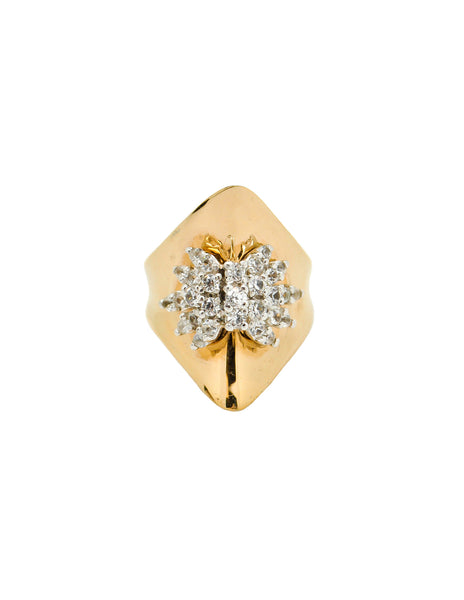 Panetta Vintage Modernist Gold Rhinestone Cocktail Ring
