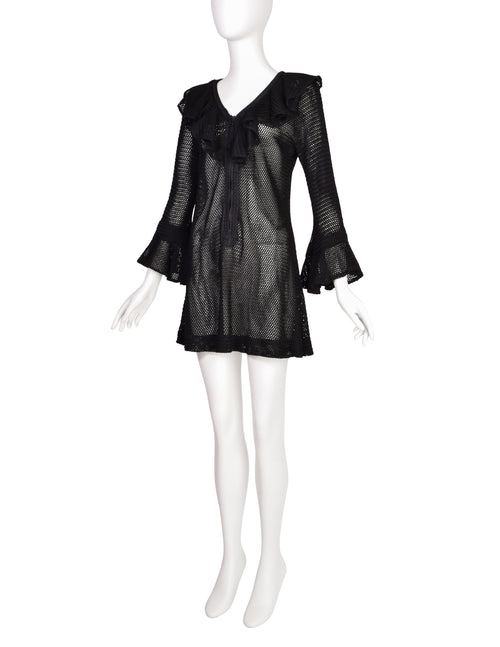Paraphernalia Vintage Youthquake Black Open Knit Bell Sleeve Ruffle Mi Amarcord Vintage Fashion Paraphernalia Vintage Youthquake Black Open Knit Bell Sleeve Ruffle Mi Amarcord Vintage Fashion