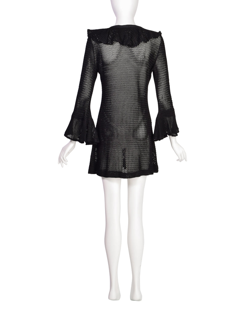 Paraphernalia Vintage Youthquake Black Open Knit Bell Sleeve Ruffle Mi – Amarcord Vintage Fashion