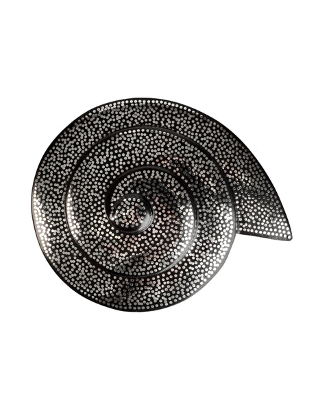 Patricia von Musulin Vintage Ebony Sterling Silver Dot Modernist Sculptural Shell Brooch Pin