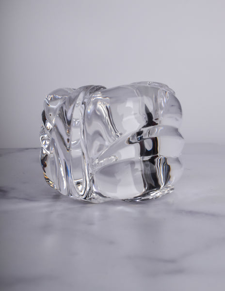 Patricia von Musulin Vintage Iconic Massive Clear 'Bow' Motif Chunky Hand Carved Lucite Cuff Bracelet