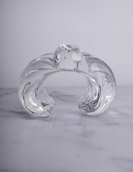 Patricia von Musulin Vintage Iconic Massive Clear 'Bow' Motif Chunky Hand Carved Lucite Cuff Bracelet