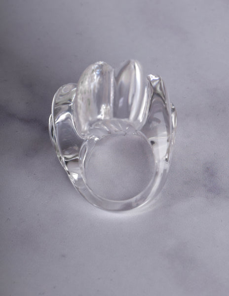 Patricia von Musulin Vintage 'Clam Shell' Hand Carved Lucite Ring