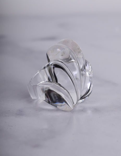 Patricia von Musulin Vintage 'Clam Shell' Hand Carved Lucite Ring