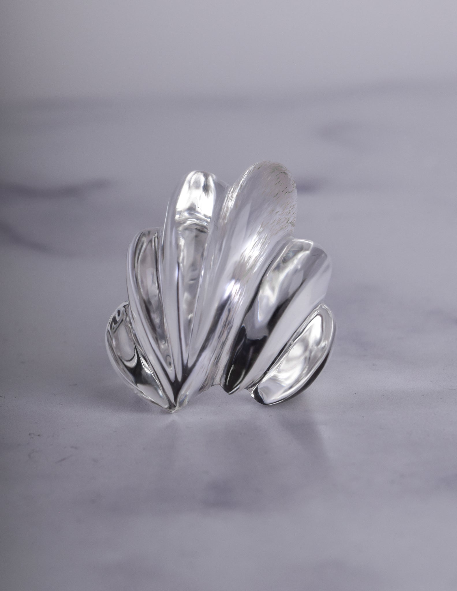 Patricia von Musulin Vintage 'Clam Shell' Hand Carved Lucite Ring