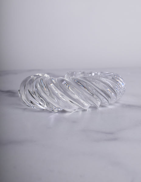 Patricia von Musulin Vintage Clear Twisted Ribbed 'Ridged' Hand Carved Lucite Cuff Bracelet
