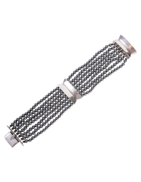 Patricia von Musulin Vintage Sterling Silver Hematite Bead Multistrand Bracelet