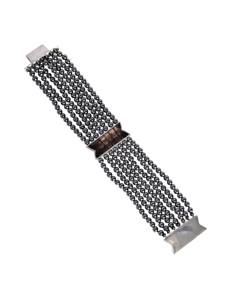 Patricia von Musulin Vintage Sterling Silver Hematite Bead Multistrand Bracelet