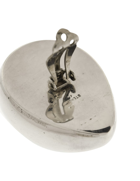 Patricia von Musulin Vintage Massive Oversized Sterling Silver Three Dimensional Teardrop Earrings