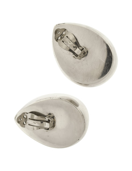 Patricia von Musulin Vintage Massive Oversized Sterling Silver Three Dimensional Teardrop Earrings