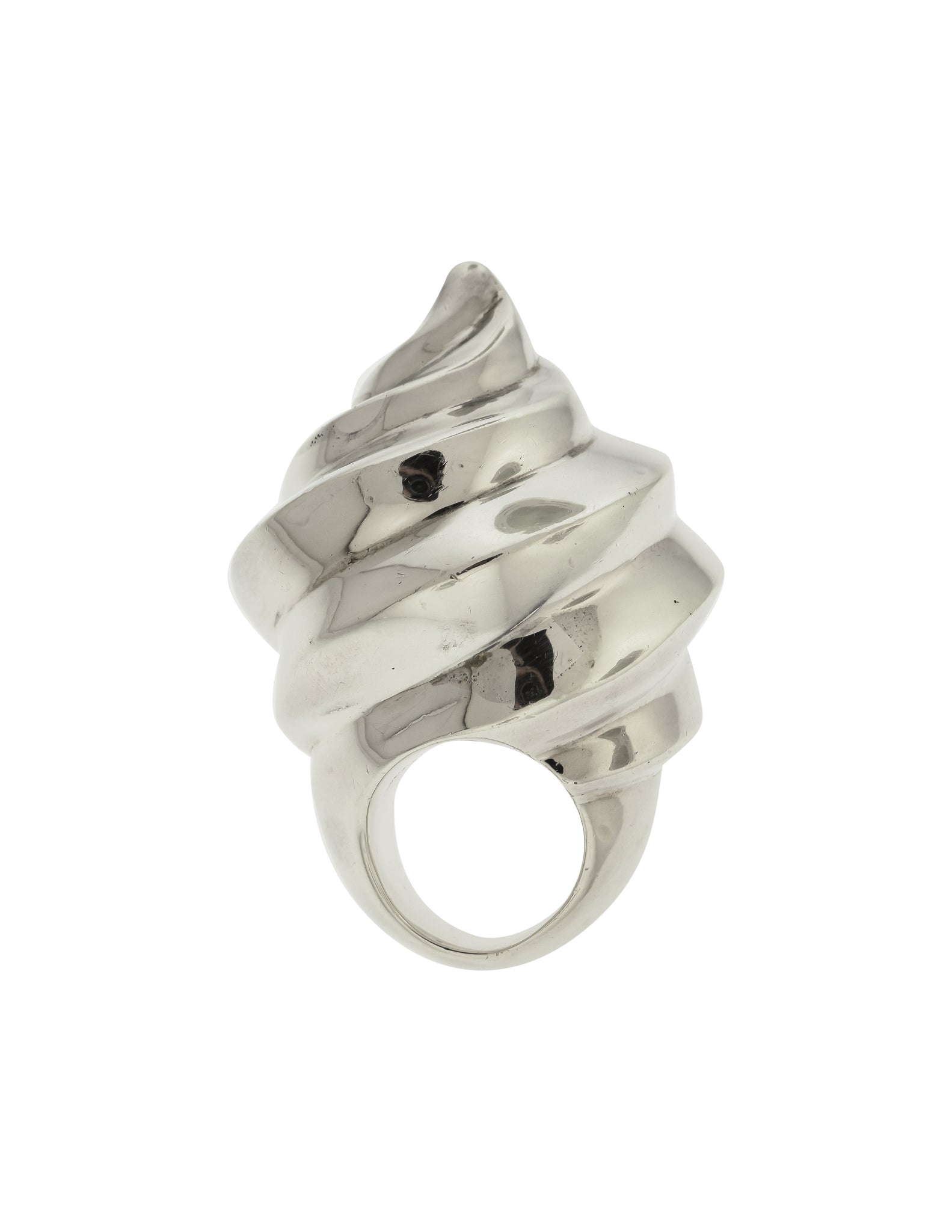 Patricia von Musulin Vintage Iconic Massive Oversized 'Fluted Spiral' 'Ice Cream Cone' Swirl Sterling Silver Ring