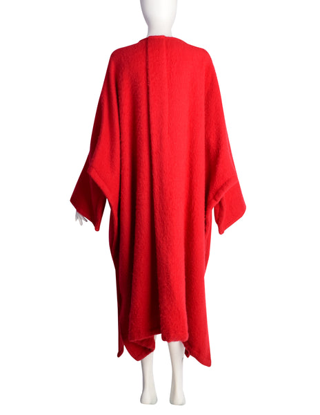 Patrick Kelly Vintage 1980s Red Wool Mohair Dramatic Oversized Cape Coat