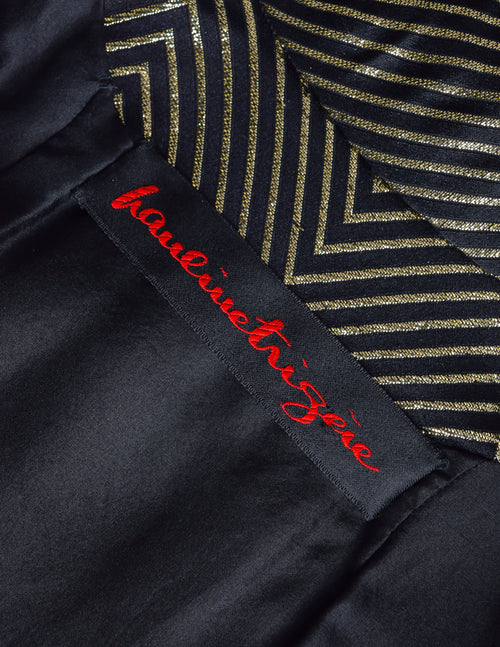 Pauline Trigere Vintage Black Silk and Gold Lurex Chevron Dramatic Sle –  Amarcord Vintage Fashion