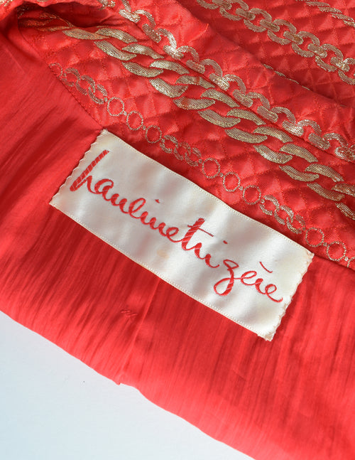 Pauline Trigere Vintage Red and Gold Chain Print Brocade Quilted Satin –  Amarcord Vintage Fashion