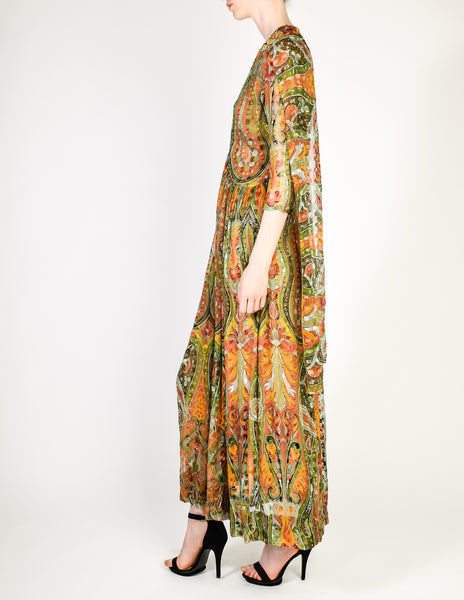 Pauline Trigere Vintage Sheer Patterned Silk Chiffon Jacquard Dress - Amarcord Vintage Fashion
 - 5