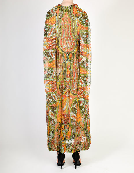 Pauline Trigere Vintage Sheer Patterned Silk Chiffon Jacquard Dress - Amarcord Vintage Fashion
 - 7