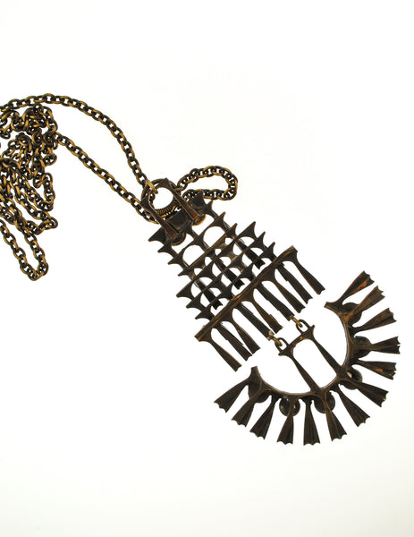 Pentti Sarpaneva Vintage Bronze Brutalist Pendant Necklace