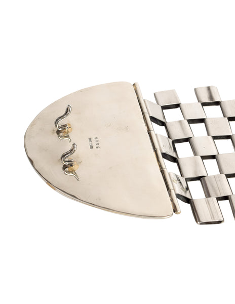 Perez Sanz Vintage Black Yellow Poured Resin Alpaca Silver Statement Box Link Belt