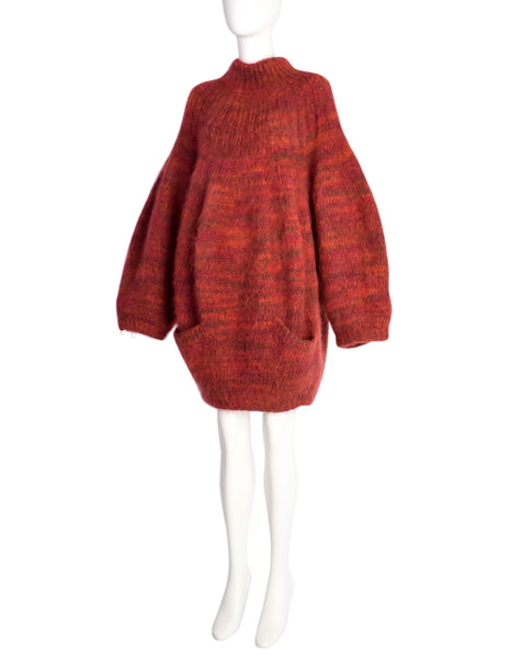 Perry Ellis by Marc Jacobs Vintage AW 1989 Phenomenal Red Wool Oversized ‘Bubble’ Sweater Dress