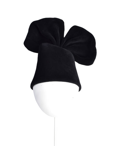 Philippe Model Vintage 1980s Avant Garde Black Wool Bow Hat